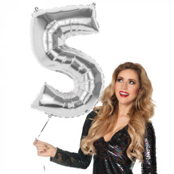 Foliová číslice 5 stříbrná -86 cm